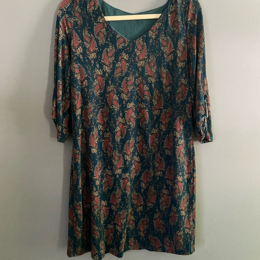 Medium PinkBlush teal paisley maternity dress